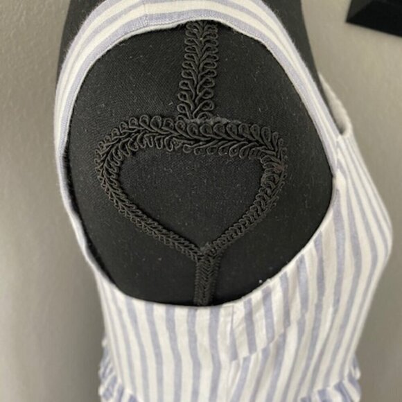 RAILS Sandy Blue White Striped Tiered Linen Mini Sundress Small - Picture 7 of 11